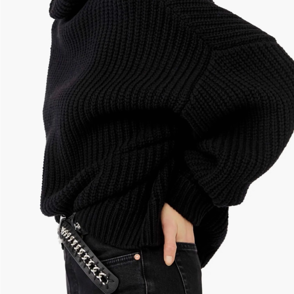 Free People Black swim too deep turtleneck sweater - Picture 4 of 9